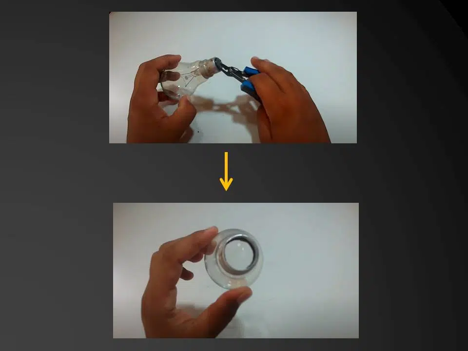 Step 1: Remove the lower covering of the bulb for creating a projector without a magnifying glass.